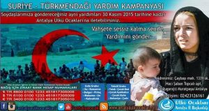 Ülkü Ocakları Antalya İl Başkanlığı, Suriye Türkmendağı'ndaki Türkler için yardım