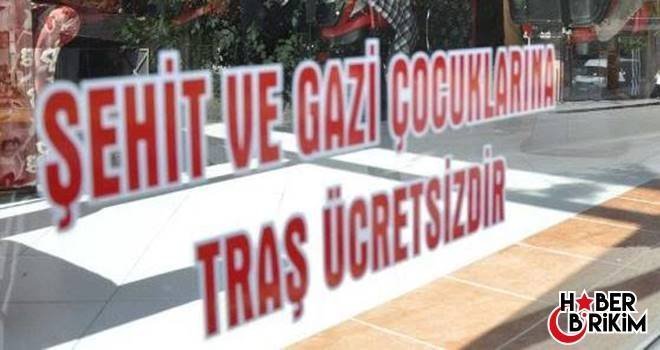 Antalya soğuksu mahallesinde bulunan erkek berberinde şehit ve gazi çocuklarını